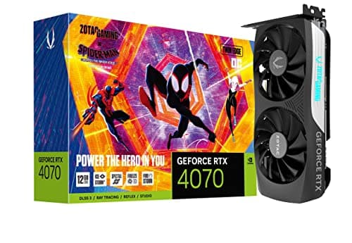 Imagen frontal de Zotac Gaming GeForce RTX 4070 Individual Edge OC Spider-Man: Paquete de Tarjetas gráficas inspiradas en el versículo araña, ZT-D40700H-10SMP
